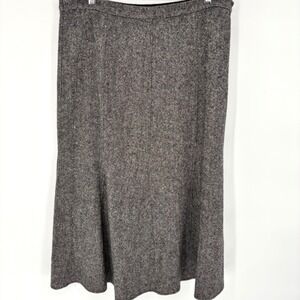 Orvis Womens 14 Grey Wool Tweed A-Line Midi Skirt Salt and Pepper Lined Side Zip